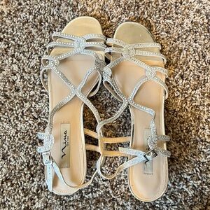 Nina Silver Strappy Wedge Heels